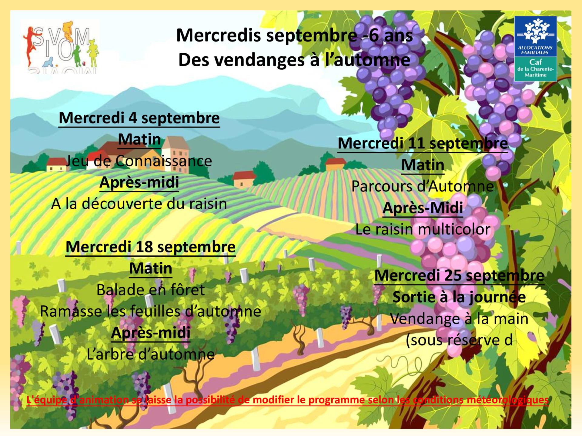 Programme mortagne mercredis septembre - 6 ans