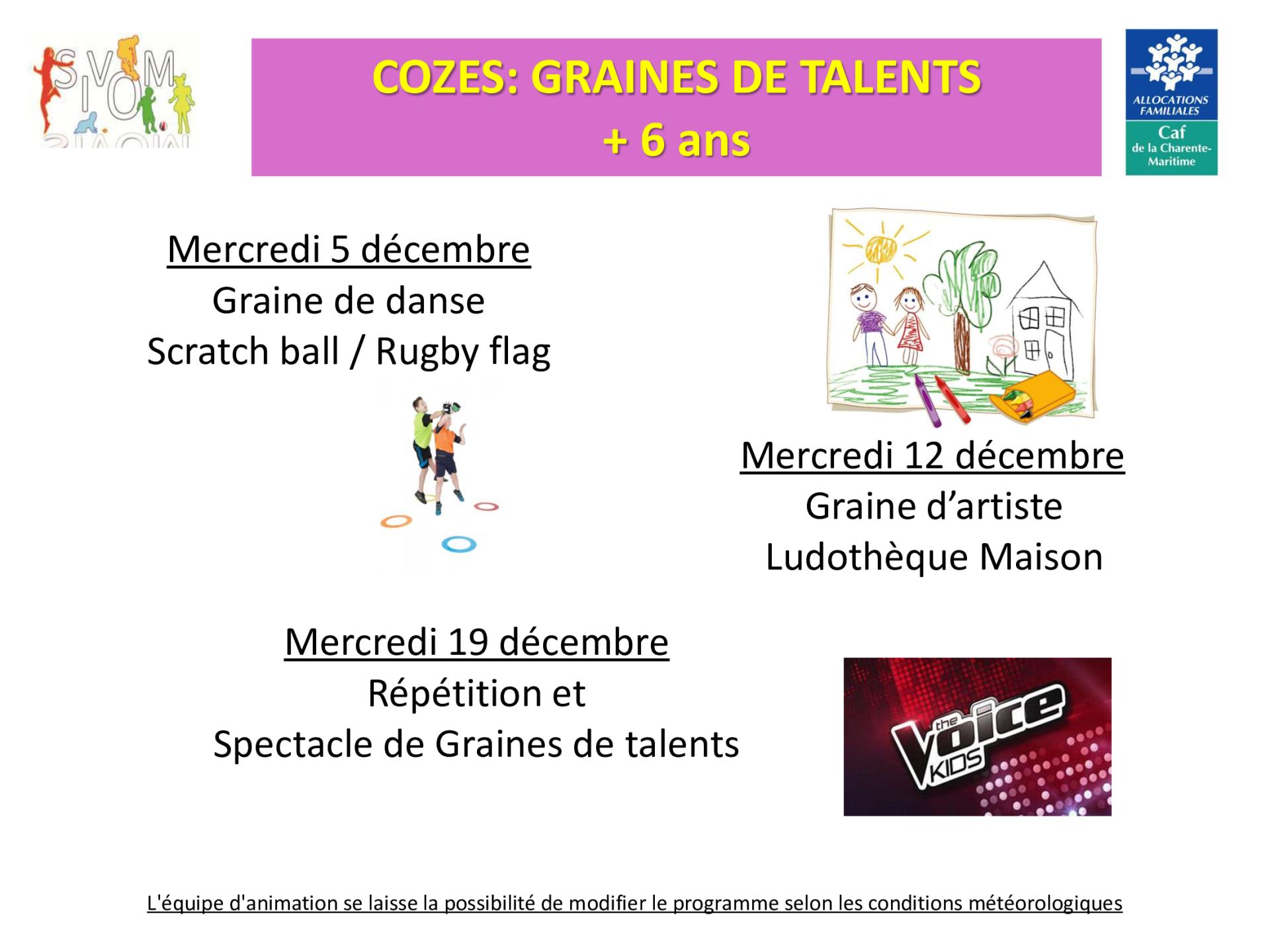 Programme cozes mercredis de decembre + 6 ans