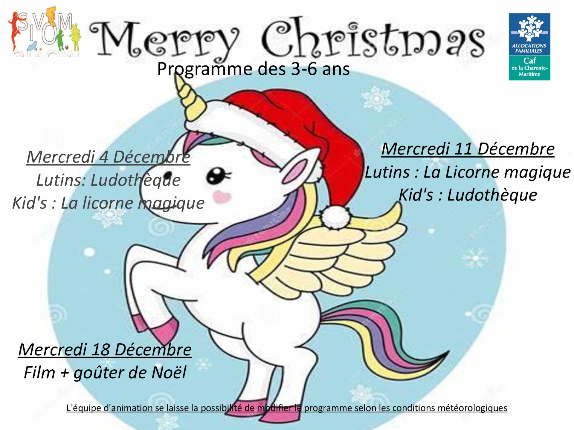 Programme cozes mercredis de decembre - 6 ans