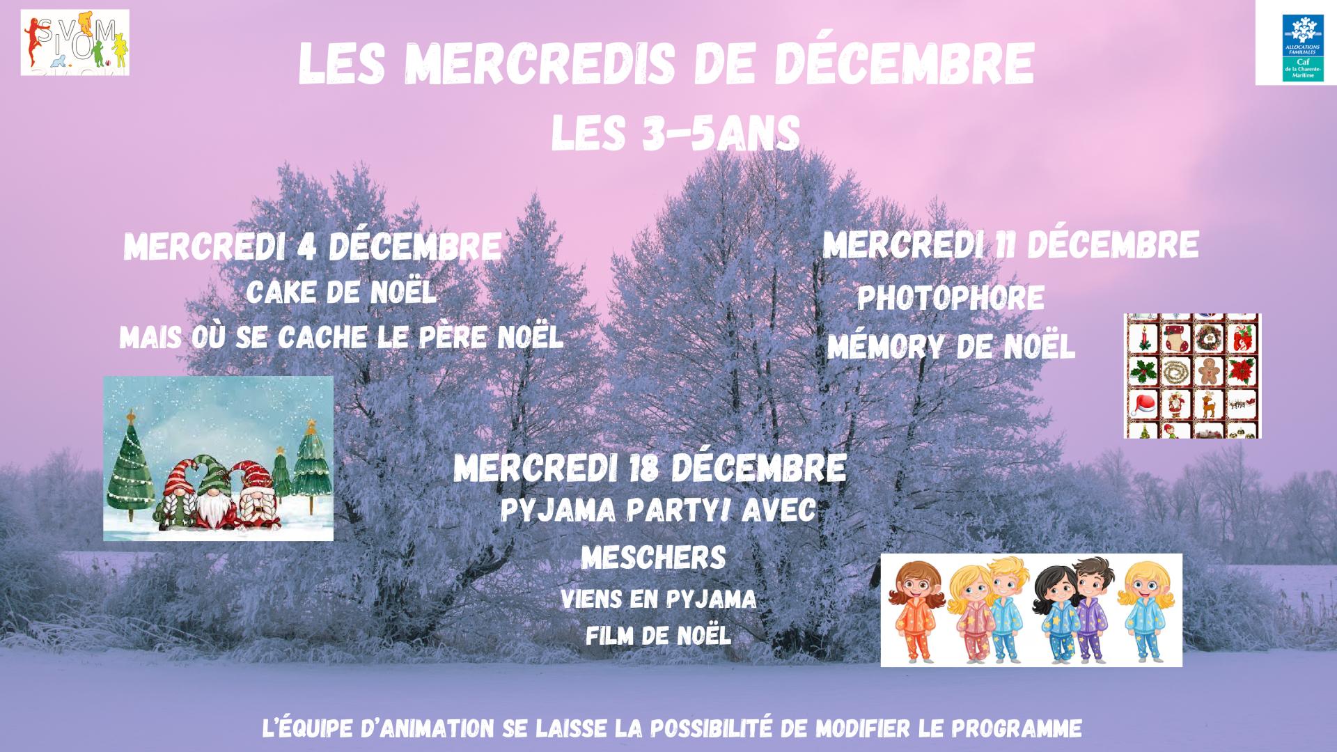 Programme semussac mercredis de decembre - 6 ans